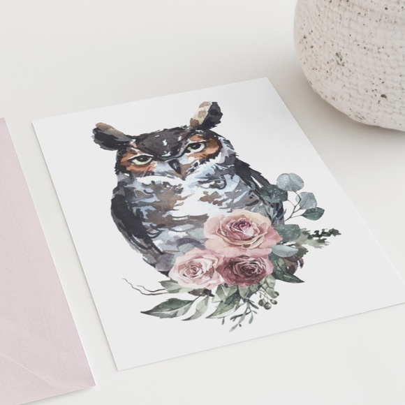 Owl Watercolor Wall Art Print Poster Unframed - Picture 9 of 15